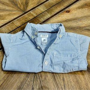 EUC Carter’s Toddler Boys Button Down Blue/White Stripe Long Sleeve Shirt—Sz. 2T